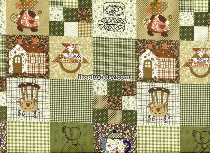 Lovely Sweet Girl Patchwork in Green/Brown Combo - EK-QS31609B