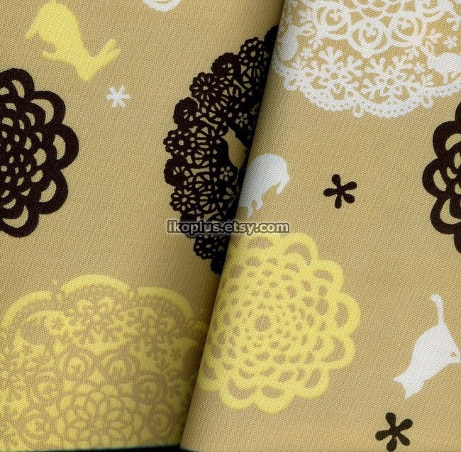 Lovely Animals with with Silhouette Design - Japanese Cotton in PaleGoldenRod - EK-QS36501C