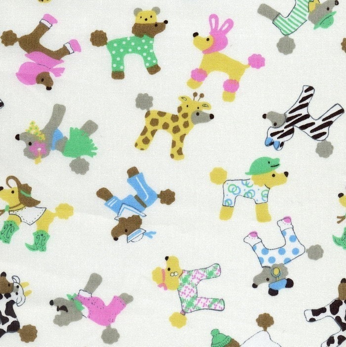 SALE-Fashion Poodles in White-Half Yard-EK-QS35501C