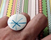 Blue star porcelain ring
