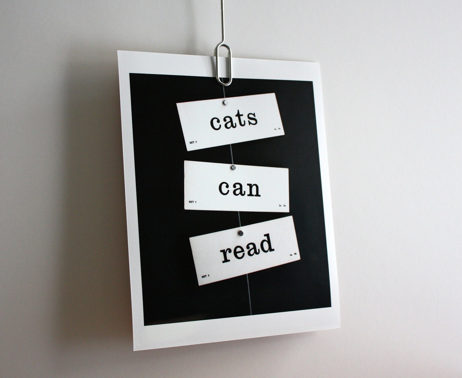 Cat lover vintage flash cards typography words art print cats can read photograph 10x8 photo cat lady Typescale home decor