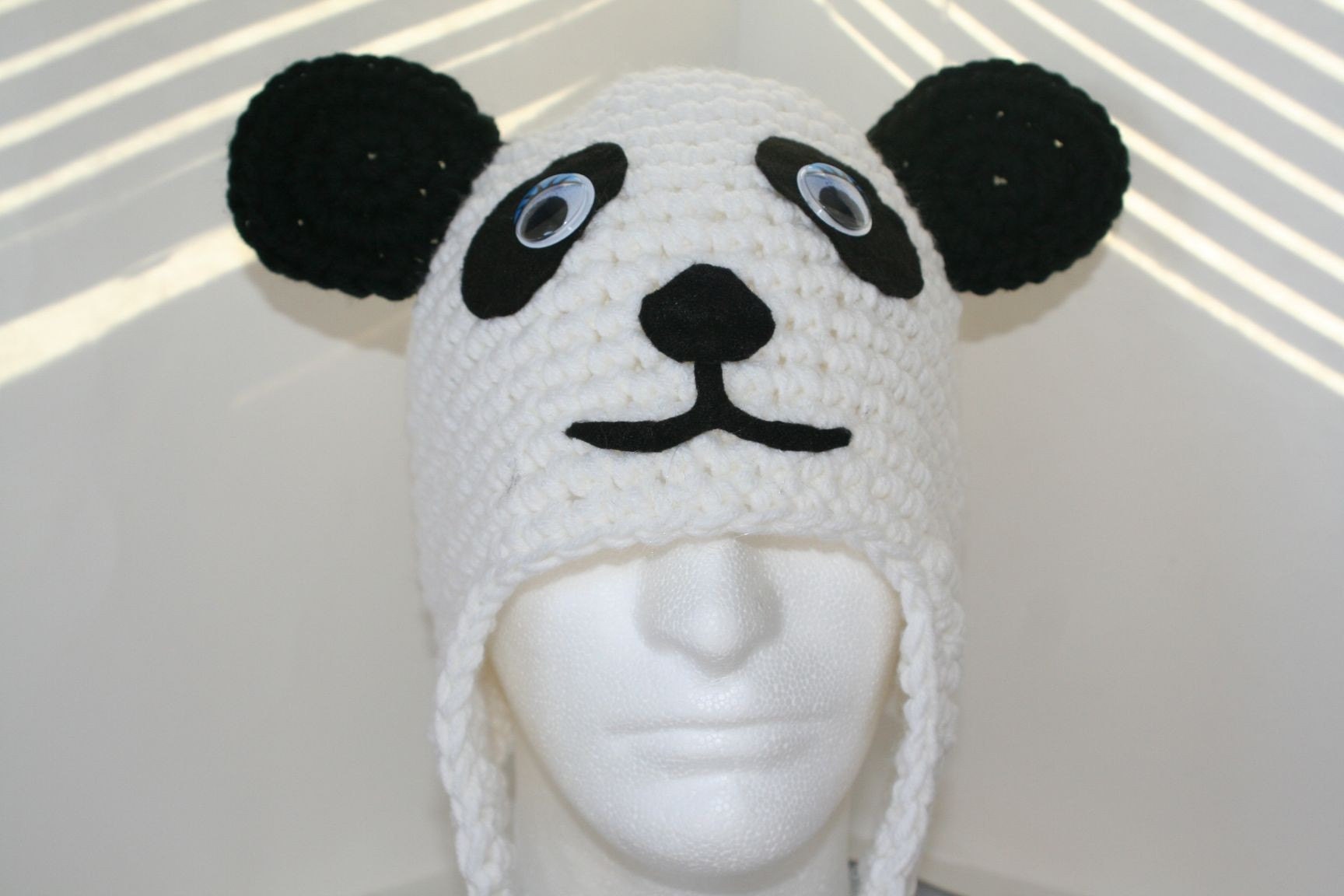 Adult size panda bear hat -handmade crochet character hat made to look like a panda bear - currently made to order