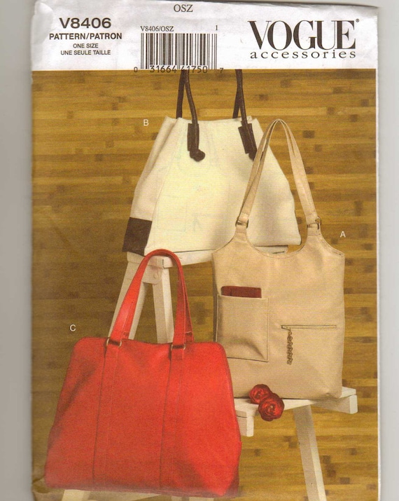 Vogue 8406 Pattern 3 Styles Bag, Tote, Handbag, Purse New and Uncut