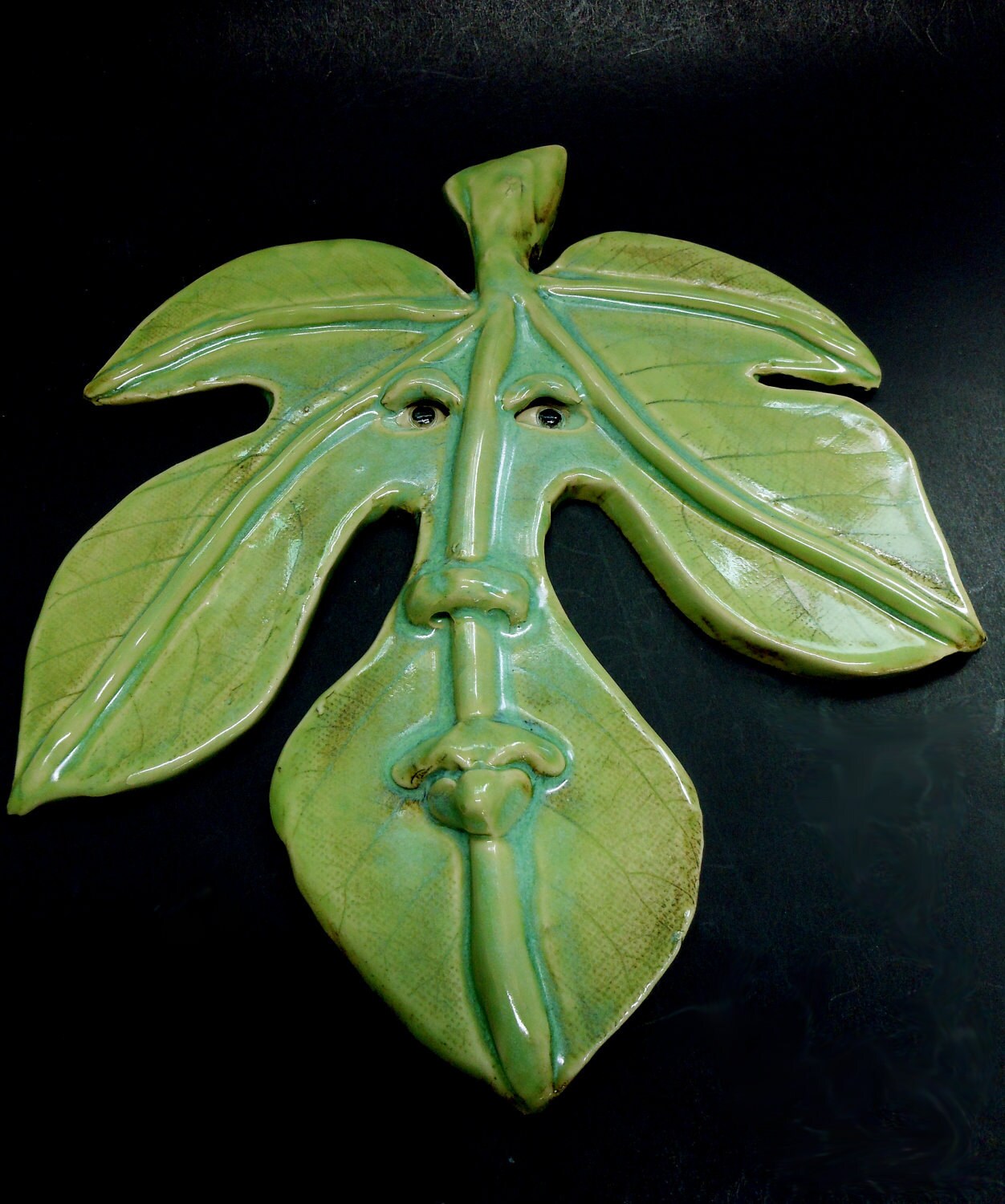 Fig Leaf Man Ceramic Mask wall art Garden decor by Uturn on Etsy