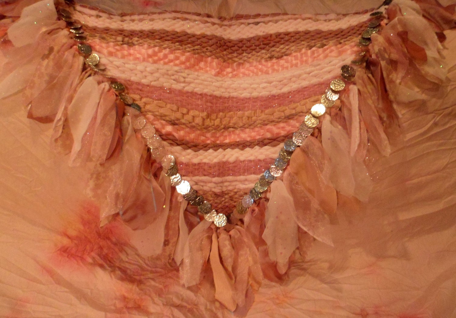 Cherry Blossom woven hip scarf, belly dancing, faerie cosplay (size medium)