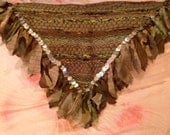 Hunter Green woven hip scarf, belly dancing, faerie cosplay (size large)