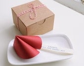Red paper fortune cookie.  Wedding, bridal shower, party favor. Love. Proposal.  (1 cookie)