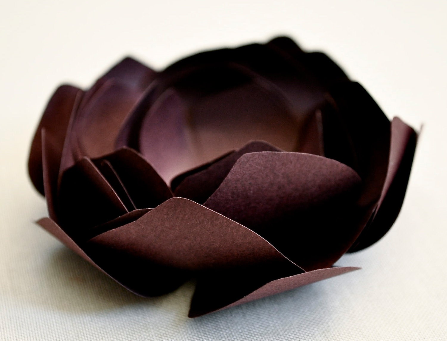 Paper peony place setting, gift topper, wedding favor, shower favor.  Fig, plum, purple, aubergine