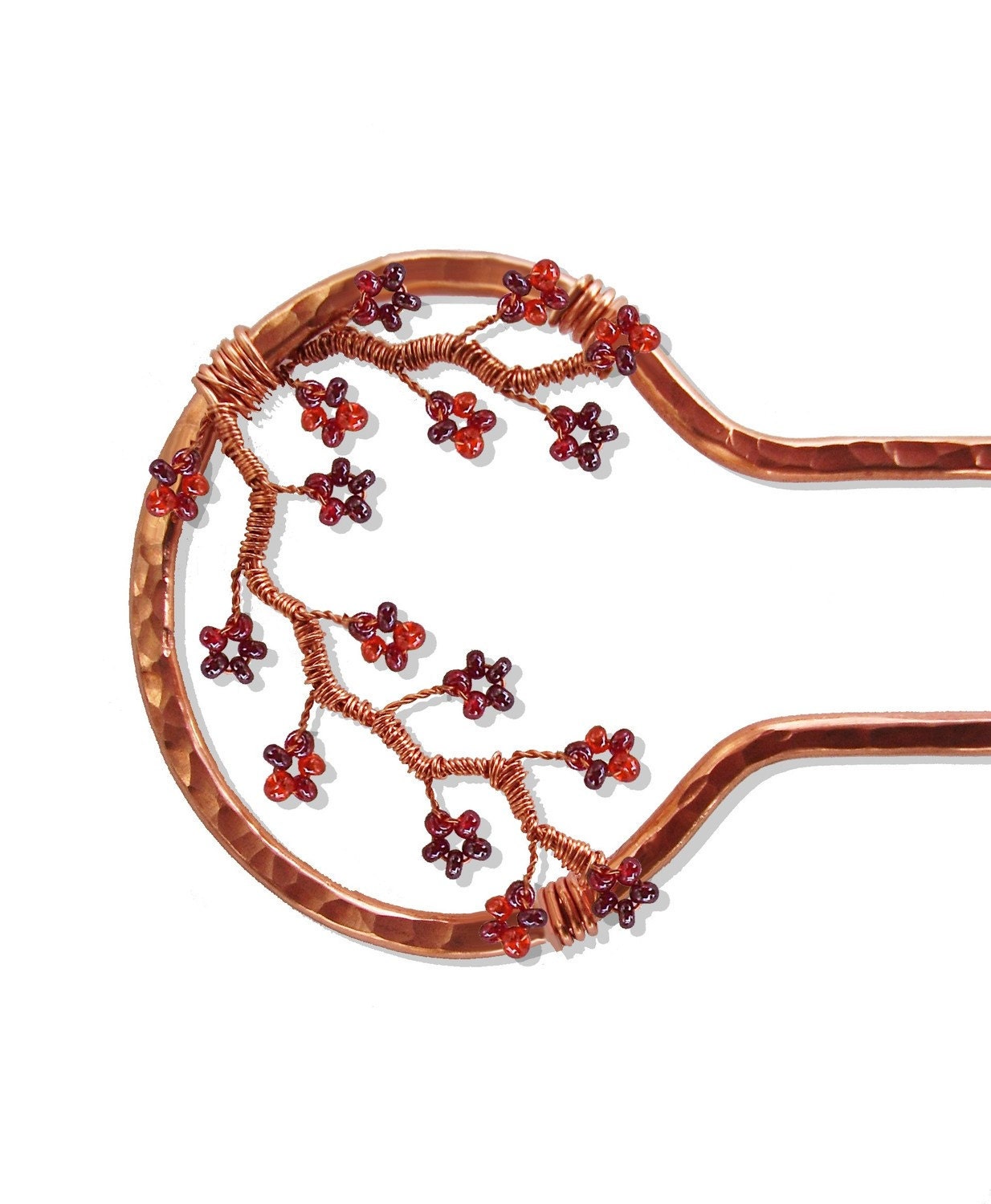 Made to Order Metal Hair Fork - Copper and Fruit Punch Branches, hair pin, hair stick