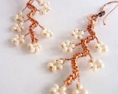 Cherry Blossom - Copper Earrings in Cream