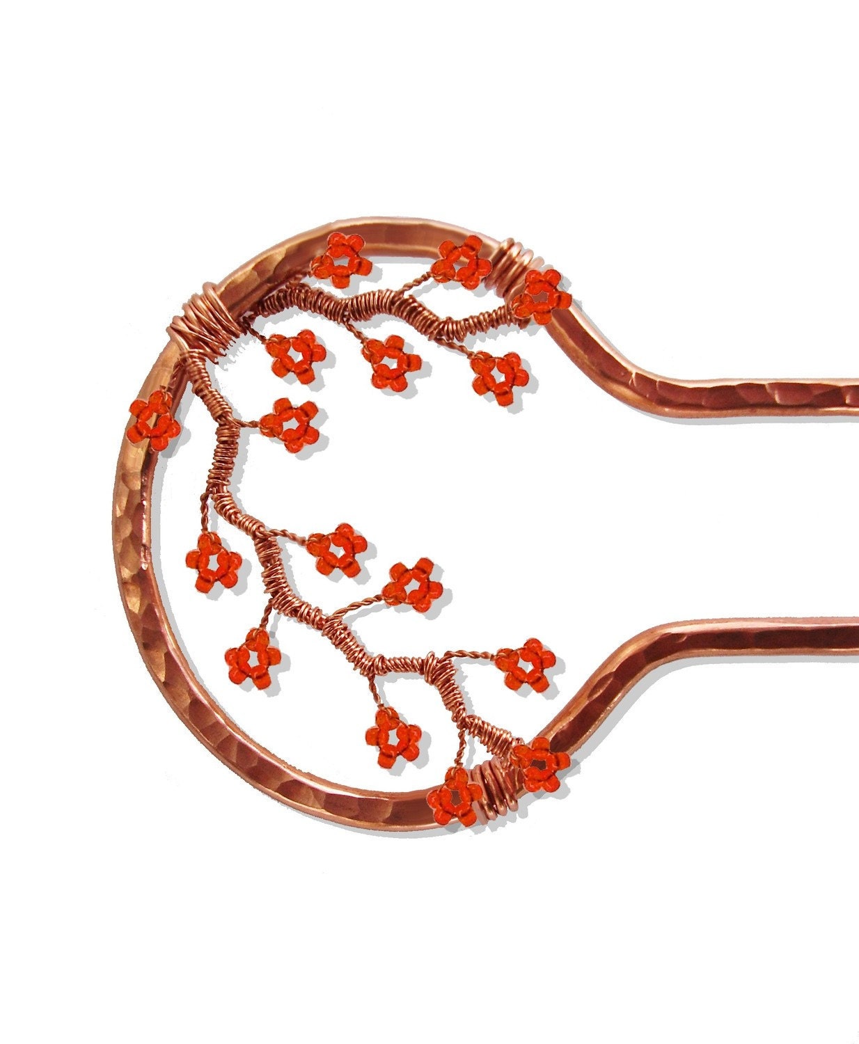 Made to Order Metal Hair Fork - Copper and Orange Branches, hair pin, hair stick