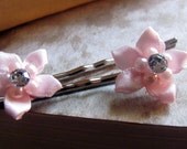 Light Pink Ribbon Starflower Bobby Pins