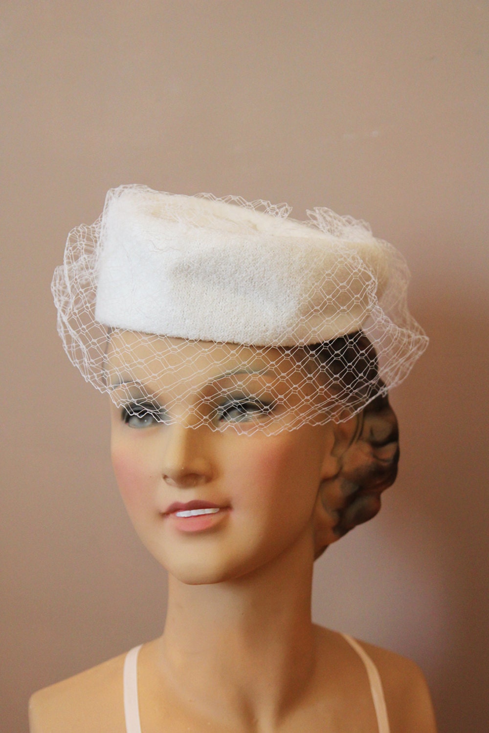 60's white pillbox hat by TapouillonVintage on Etsy