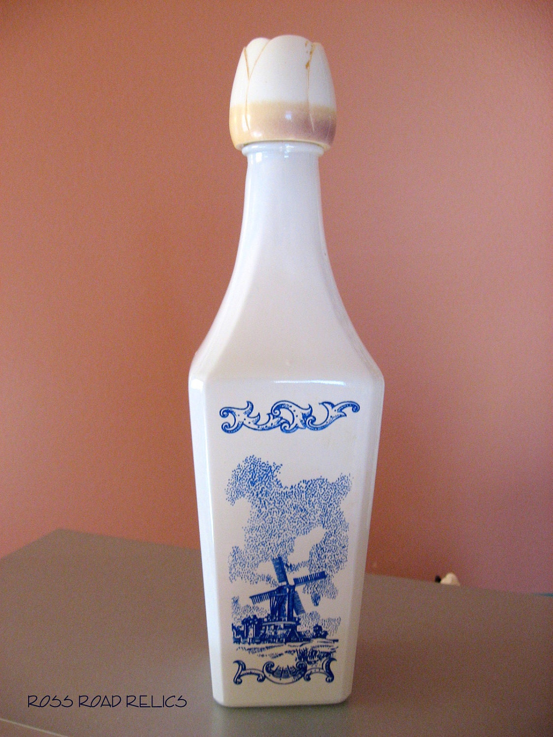 Items similar to Blue and White Dutch Scene Liquor bottle on Etsy