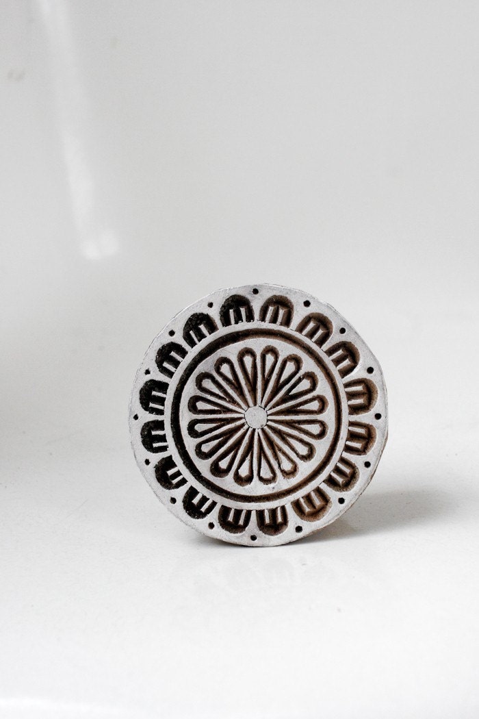Hand carved wood textile block print stamp