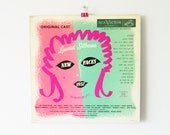 Mid Century Vinyl Album/Coral and Mint Green Illustrated Record/Vintage Album