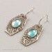 Blue topaz earrings, Precious metal clay, oxidized silver earrings, Swiss blue, fine silver earrings, handmade jewelry