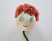 Vintage Doll Head Spun Cotton Pick