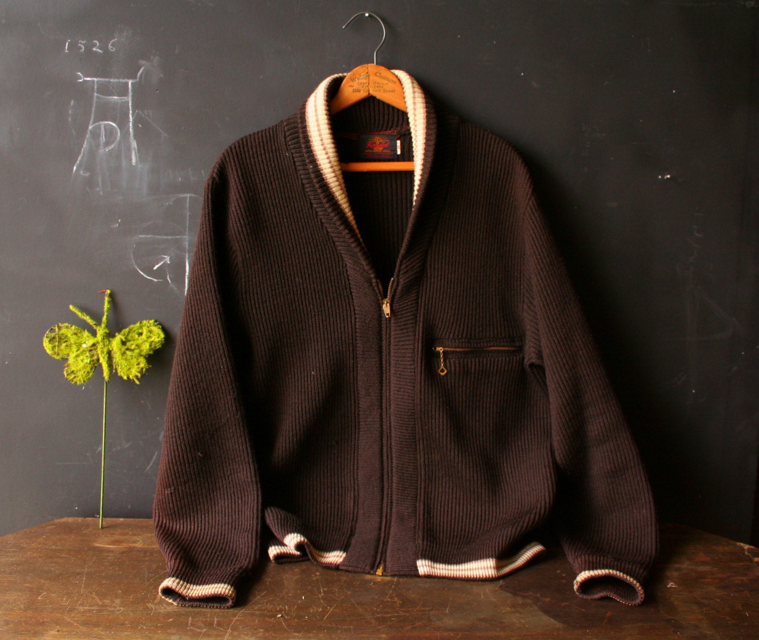 Vintage Cardigan Sweater Kandel Wool Mens Medium Brown 60s Vintage from Nowvintage on Etsy