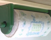 Paper towel holder wall under cabinet wood mint green