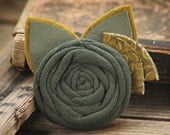 Dark Green rosette - a handmade hair adornment