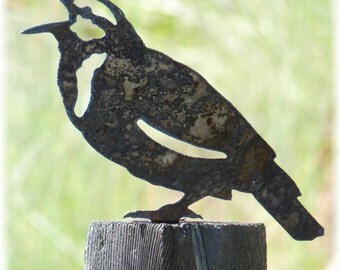 MEADOWLARK Lifesize Metal Cutout Post Garden Art Made in Oregon USA