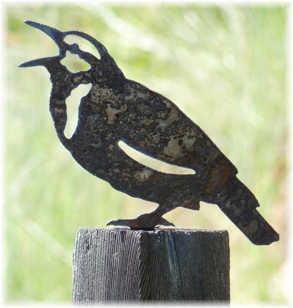 MEADOWLARK Lifesize Metal Cutout Post Garden Art