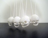 Tiny Crocheted Skull Ornaments - Set of 4