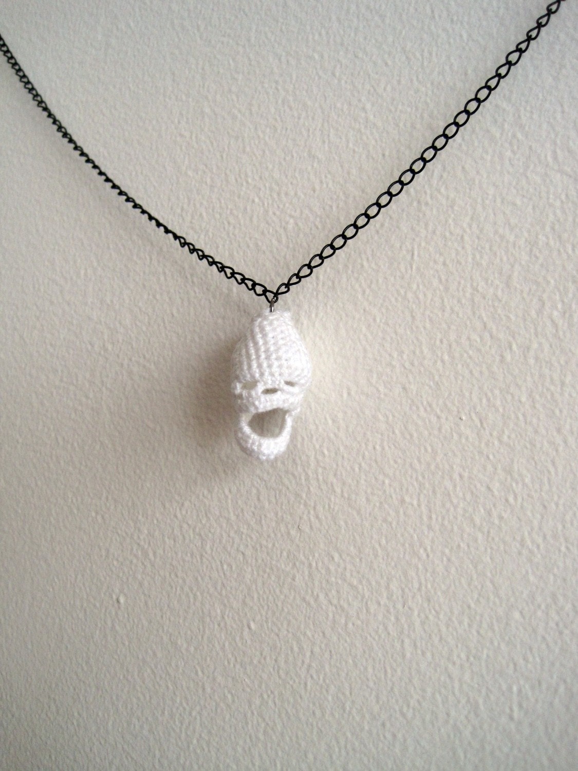 Crocheted Skull Necklace
