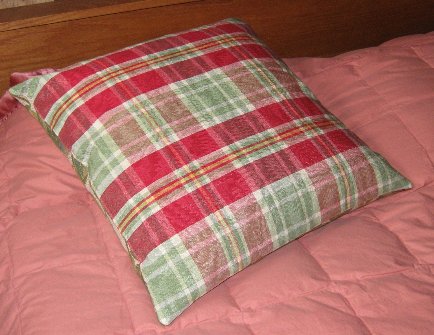 LADYBUG AND RED CHECK PILLOW 20X20