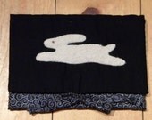 Quilted Bunny Pouch or Make up Bag, 5 1/2x8 inches