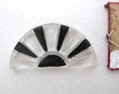 Vintage Glass Cabochon.  Deco Sun Crystal and Black, Faceted, Half Circle, 30x15mm gcb0165 (1)