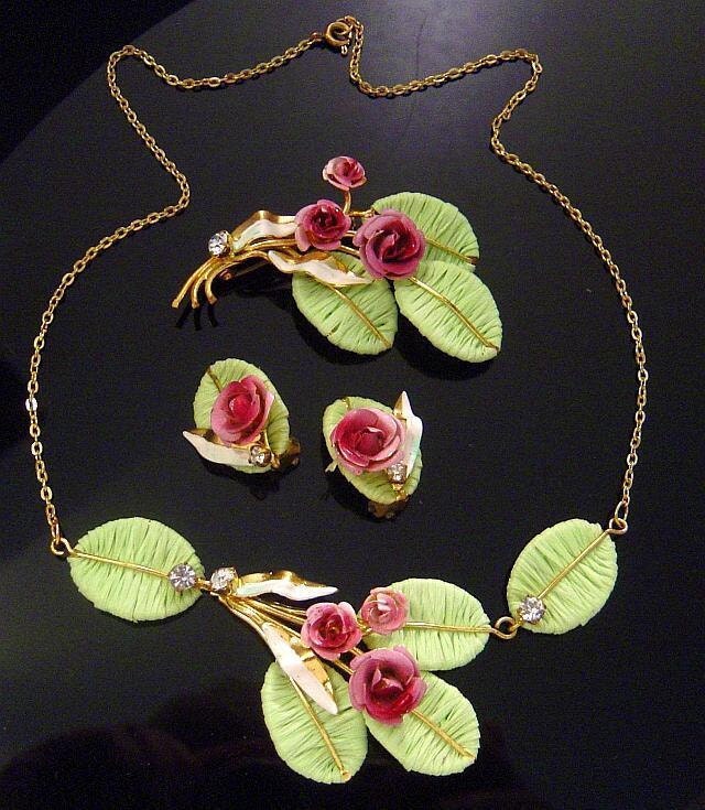 RESERVED for Maria....Vintage AUSTRIA parure Necklace Brooch Earrings