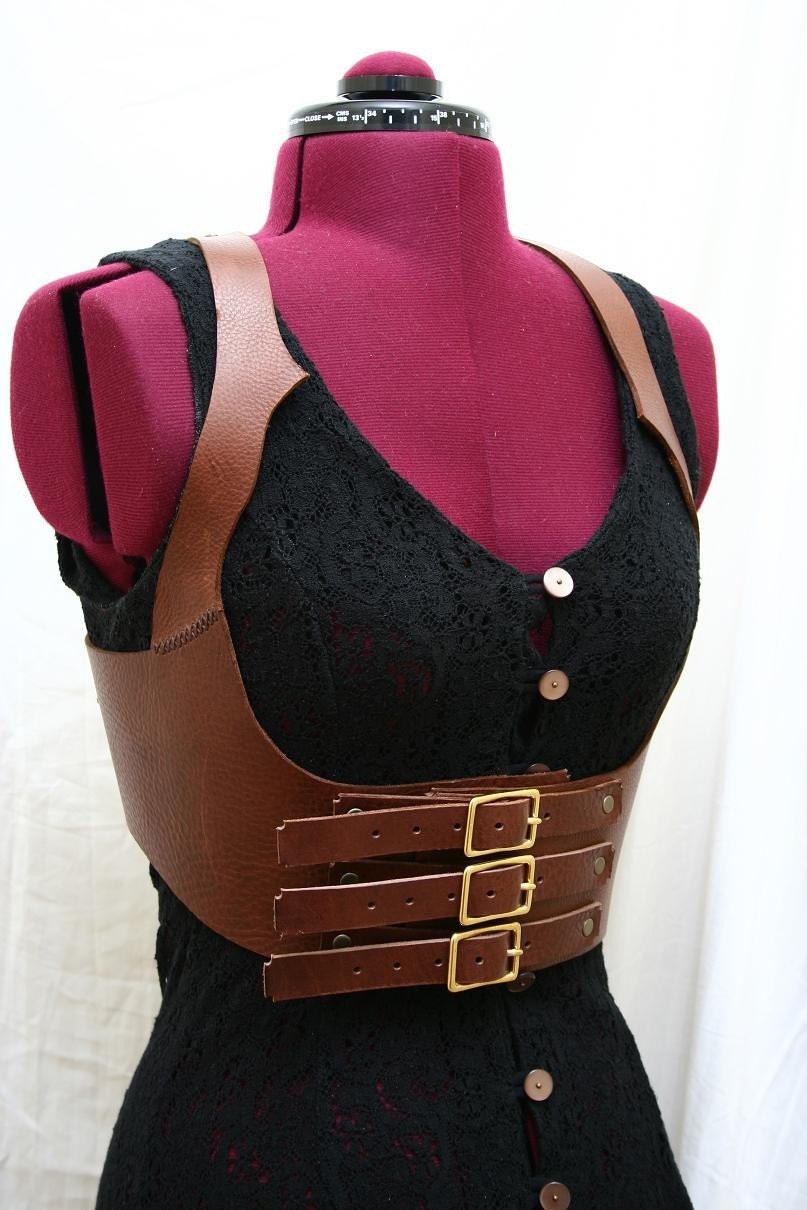 Bella Brown Leather Harness Belt Underbust Steampunk By AudraJean