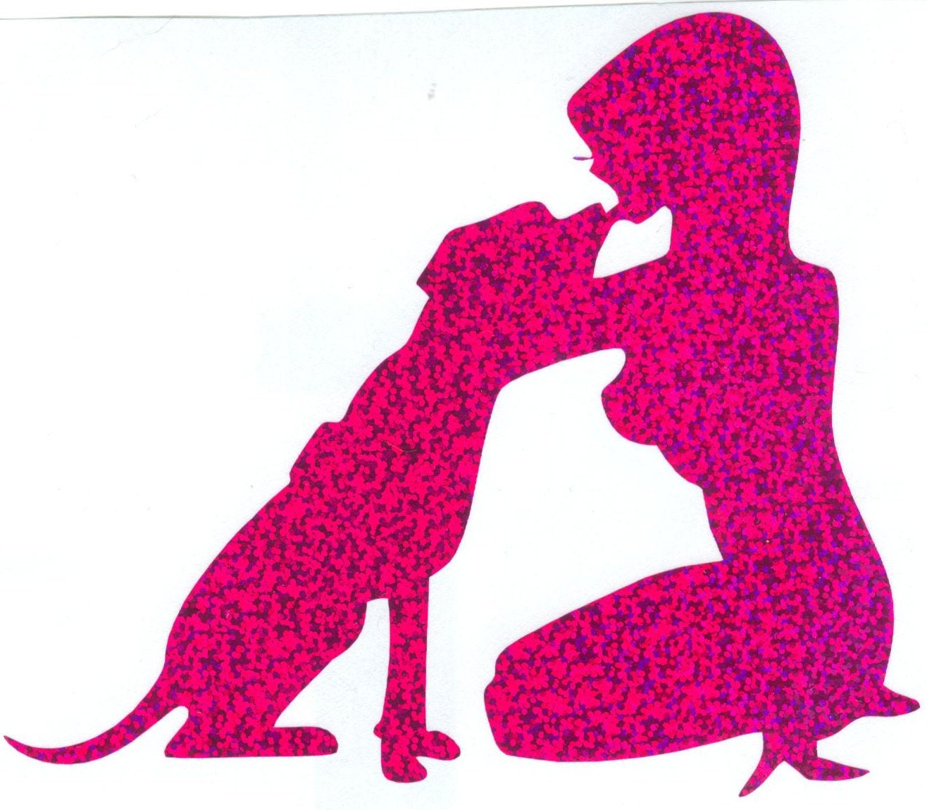 Pitbull and Pin Up Silhouette, Purple Glitter Vinyl Decal