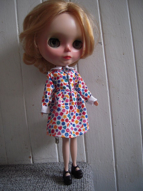 SALE button print collared dress