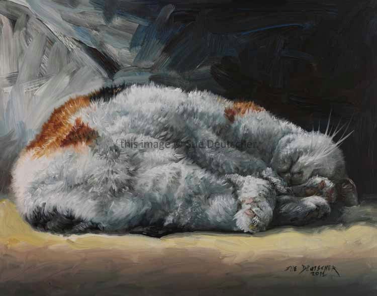 calico cat art - 8x10 print from painting, signed and matted