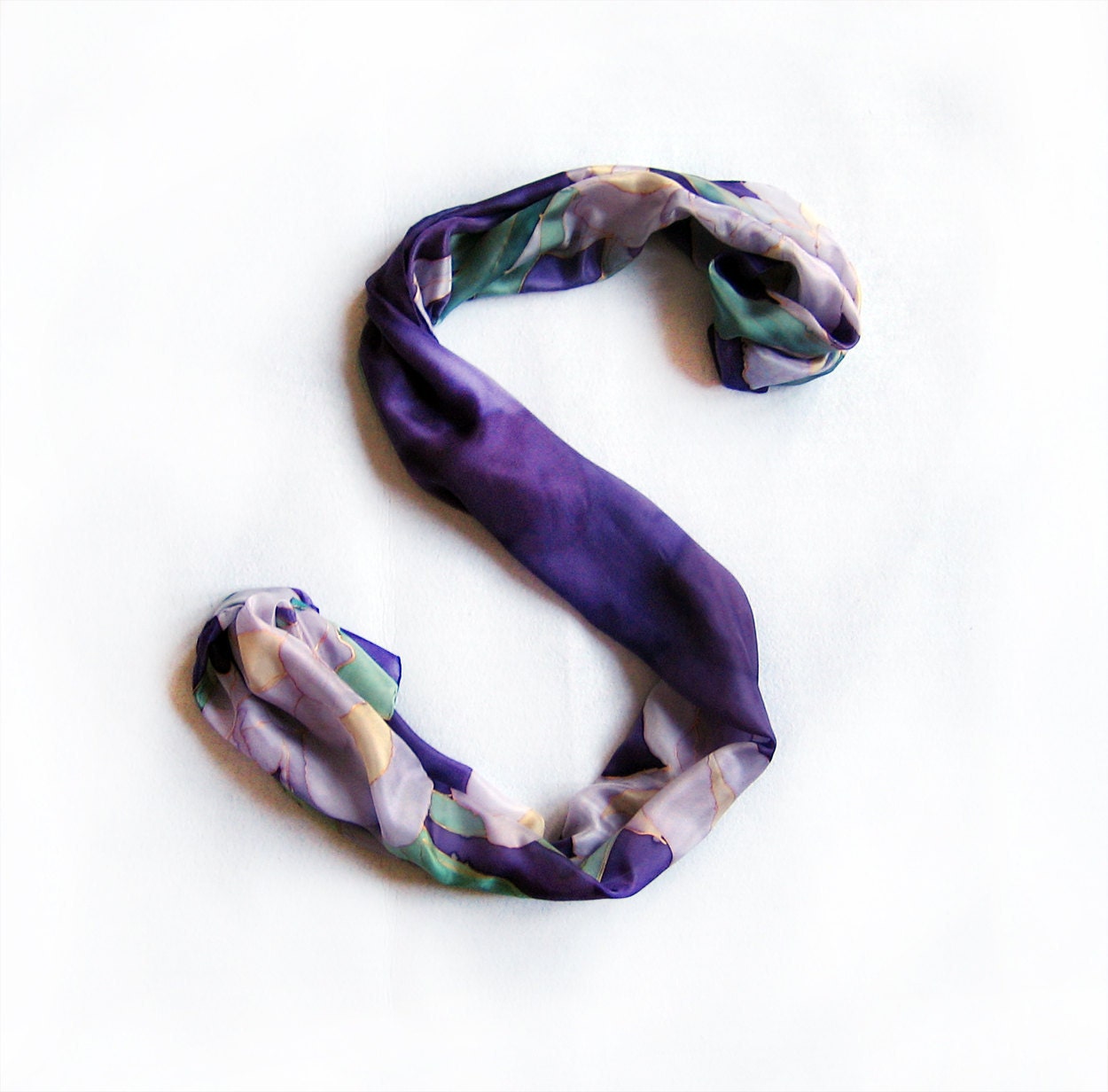 Scarf silk paint by hand.Purple scarf with Iris garden.Floral silk scarf. Mothers day gift OOAK Made to order