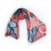 Hand painted silk chiffon scarf Coral garden with aqua butterfly OOAK Mothers day gift