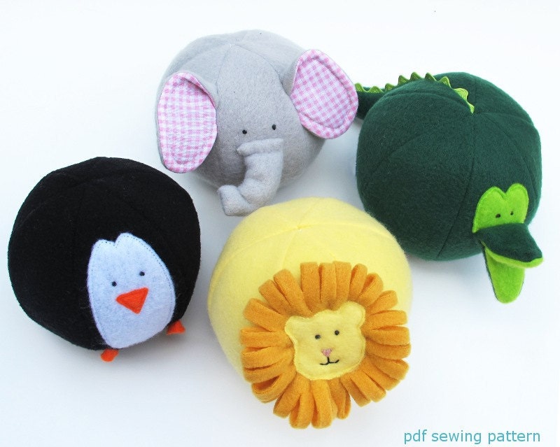 Zoo Friends Toy Balls- PDF sewing pattern - IMMEDIATE DOWNLOAD