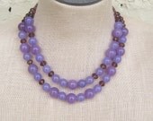 Provence lavender  purple violet bead  beaded double strand necklace