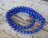 Cobalt Royal Blue Bright Blue Double Strand Necklace Two strand Beaded Gift Box