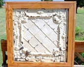 Large Heart Pine Framed Ceiling Tin Panel