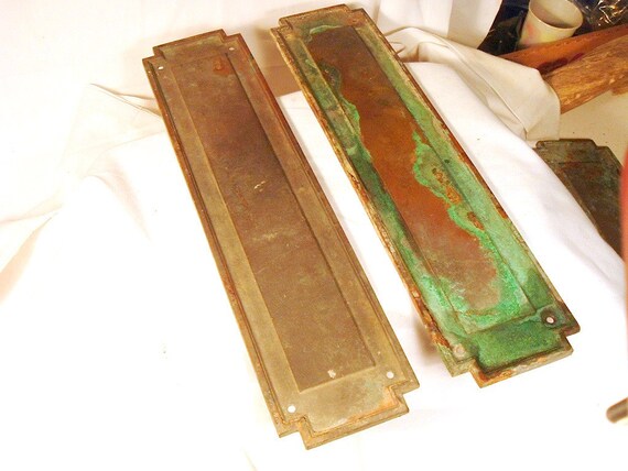 Pair of Vintage Bronze Door Push Plates by LAKEWAYCANDLES on Etsy