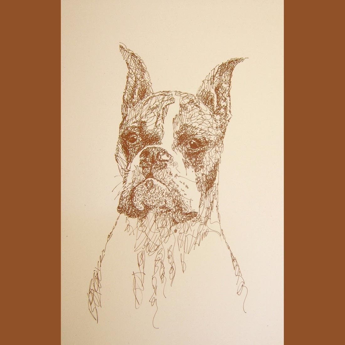 Boxer Cropped - Artist Kline draws dog art using only words. Signed 11x17 Lithograph 88/500 - Your Dogs Name Added Free