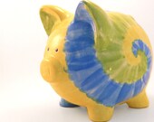 Personalized Piggy Bank - Tie Dye - Retro  - with hole or NO hole in bottom