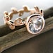 Pink gold Engagement ring with leaves and diamonds. Unique engagement ring.