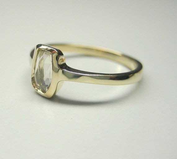 Reserved Listing for Marty. 14k yellow gold engagement ring, white rose cut sapphire.