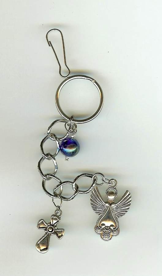 Keyring w/Angel, Cross and a Purse Clip