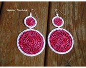 SALE--5 Dollars Off--Hot Pink Bohemian Summer Sol Crochet Earrings